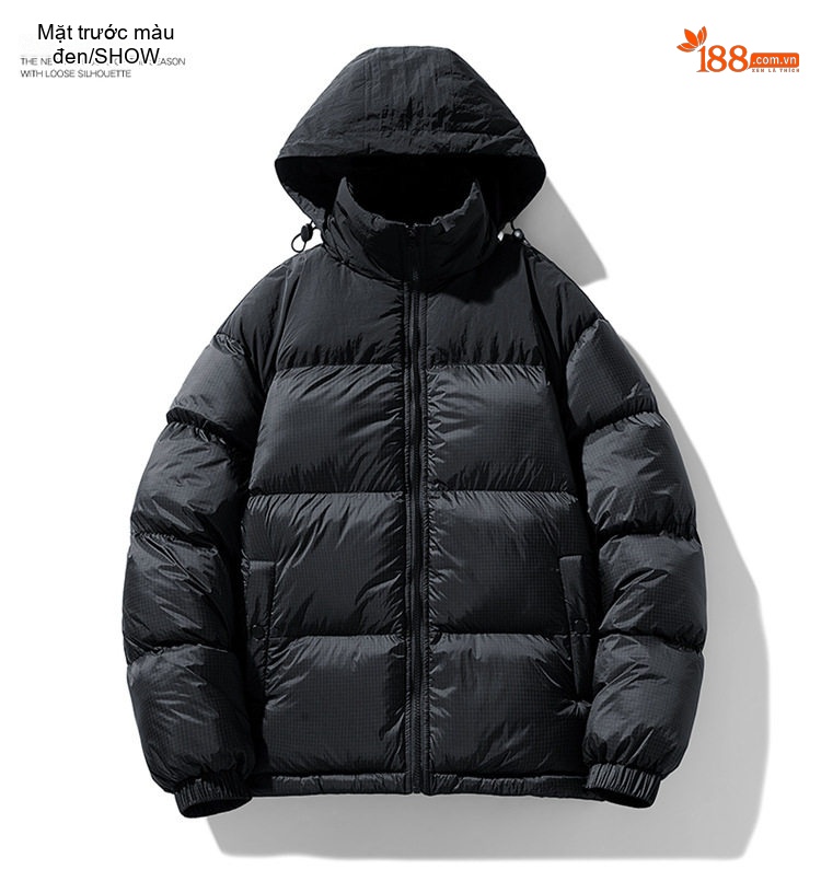 Áo Khoác Phao Nam Cotton Dày Dặn Có Mũ Trùm Đầu Phong Cách Casual Màu Be, Đen chi tiết 12