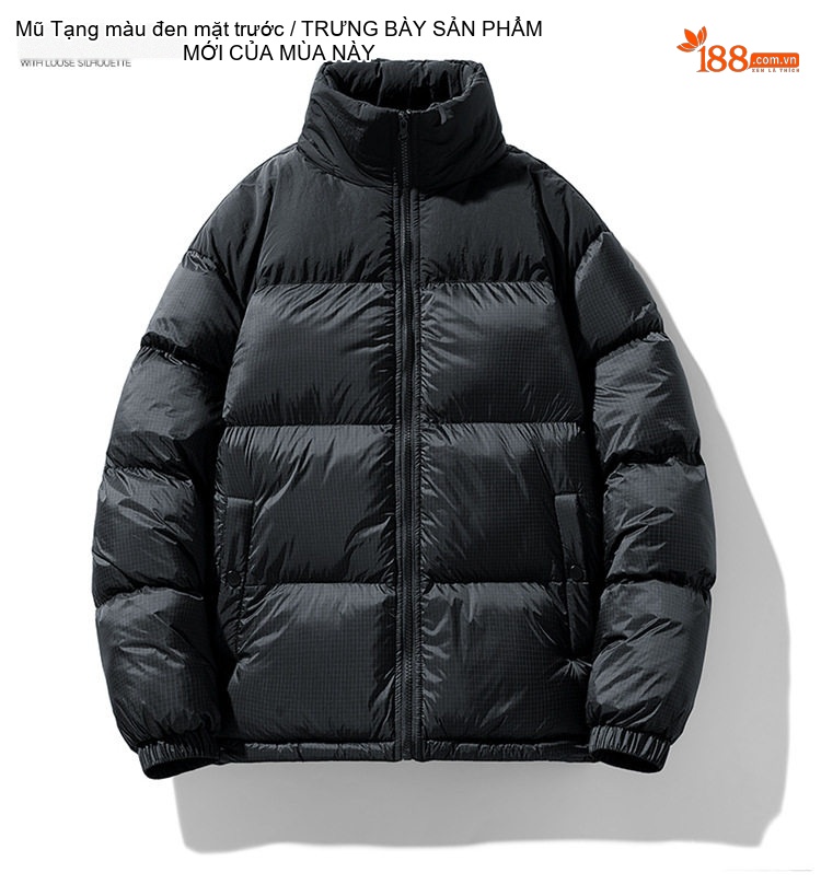 Áo Khoác Phao Nam Cotton Dày Dặn Có Mũ Trùm Đầu Phong Cách Casual Màu Be, Đen chi tiết 15