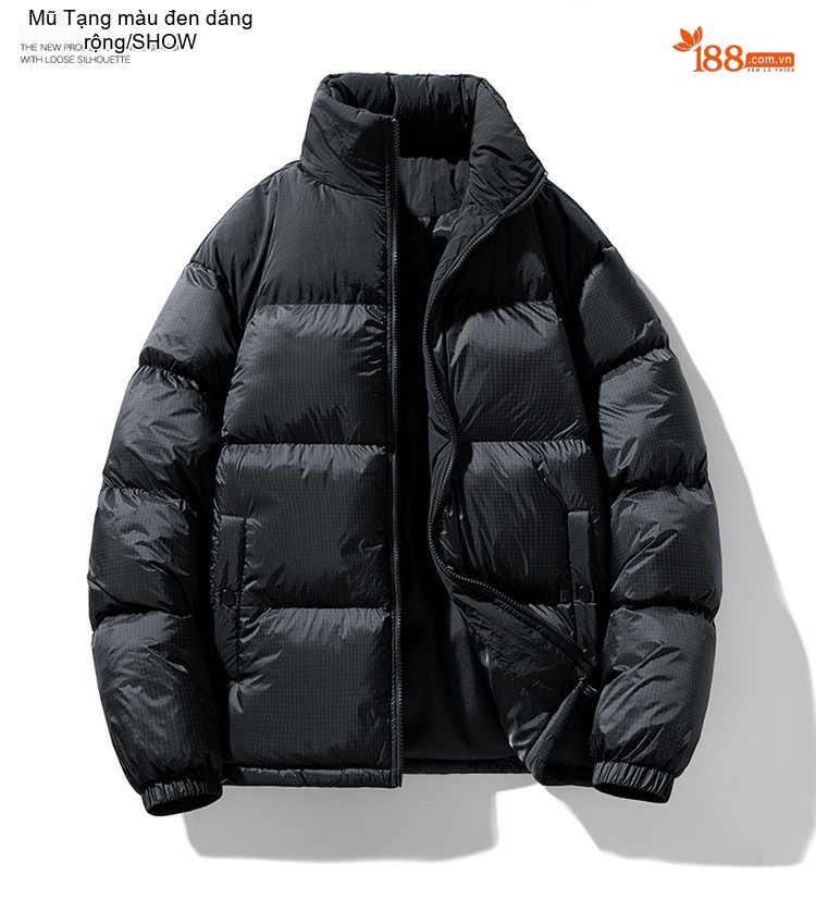 Áo Khoác Phao Nam Cotton Dày Dặn Có Mũ Trùm Đầu Phong Cách Casual Màu Be, Đen chi tiết 16