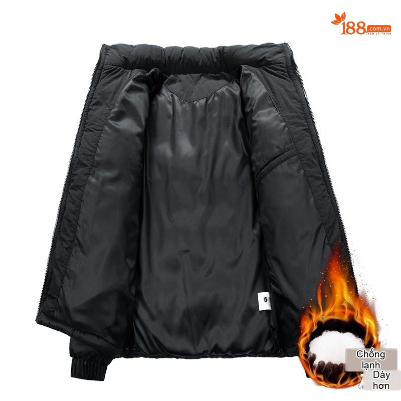 Áo Khoác Phao Nam Cotton Dày Dặn Có Mũ Trùm Đầu Phong Cách Casual Màu Be, Đen