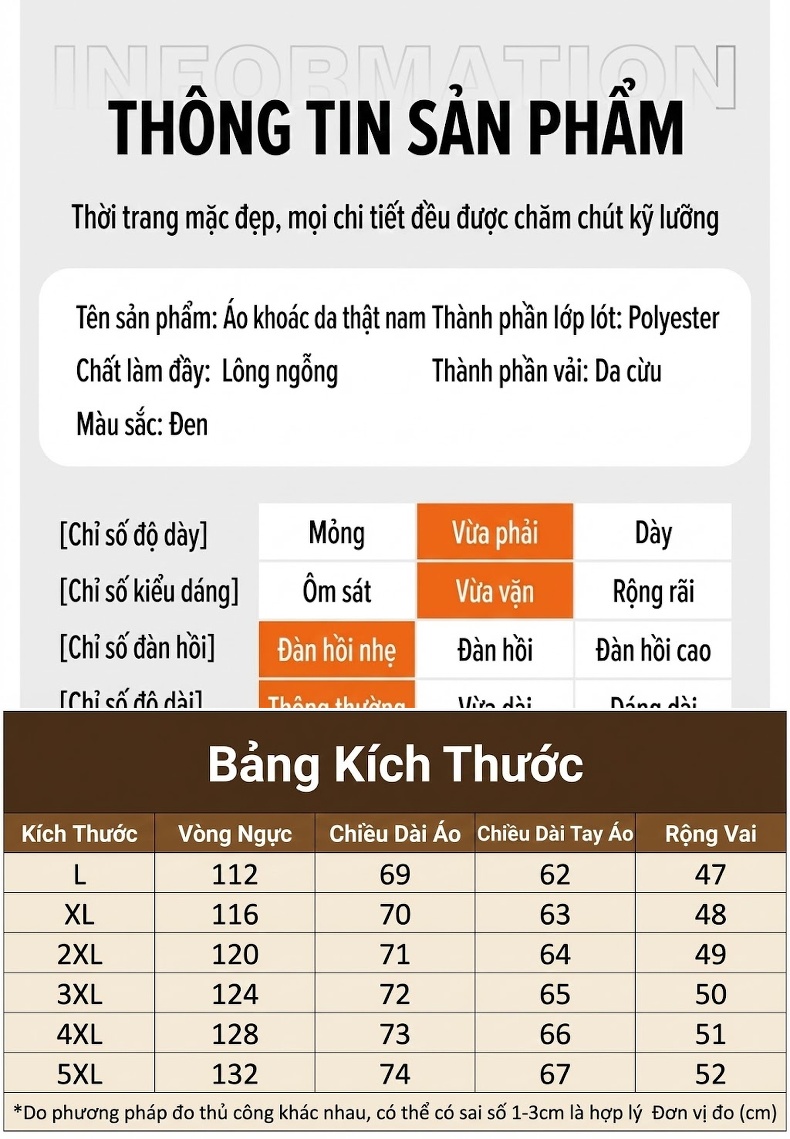 Áo Khoác Phao Nam Da Thật Da Cừu Lót Lông Vũ Cổ Đứng Dáng Ngắn Màu Đen chi tiết 5