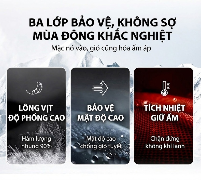 Áo Khoác Phao Nam Dáng Dài Lông Vũ Vịt Trắng Tiêu Chuẩn 90, Phong Cách Business Casual Màu Đen, Xanh Navy chi tiết 2