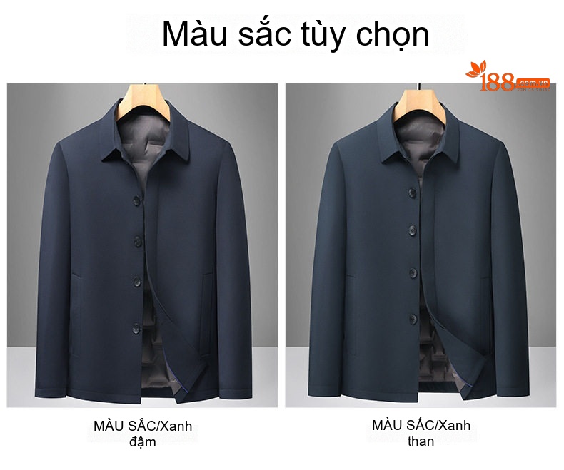 Áo Khoác Phao Nam Khuy Cài Thẳng Hàng Lông Vũ Trắng 90 Kiểu Dáng Công Sở Màu Xanh Navy chi tiết 11