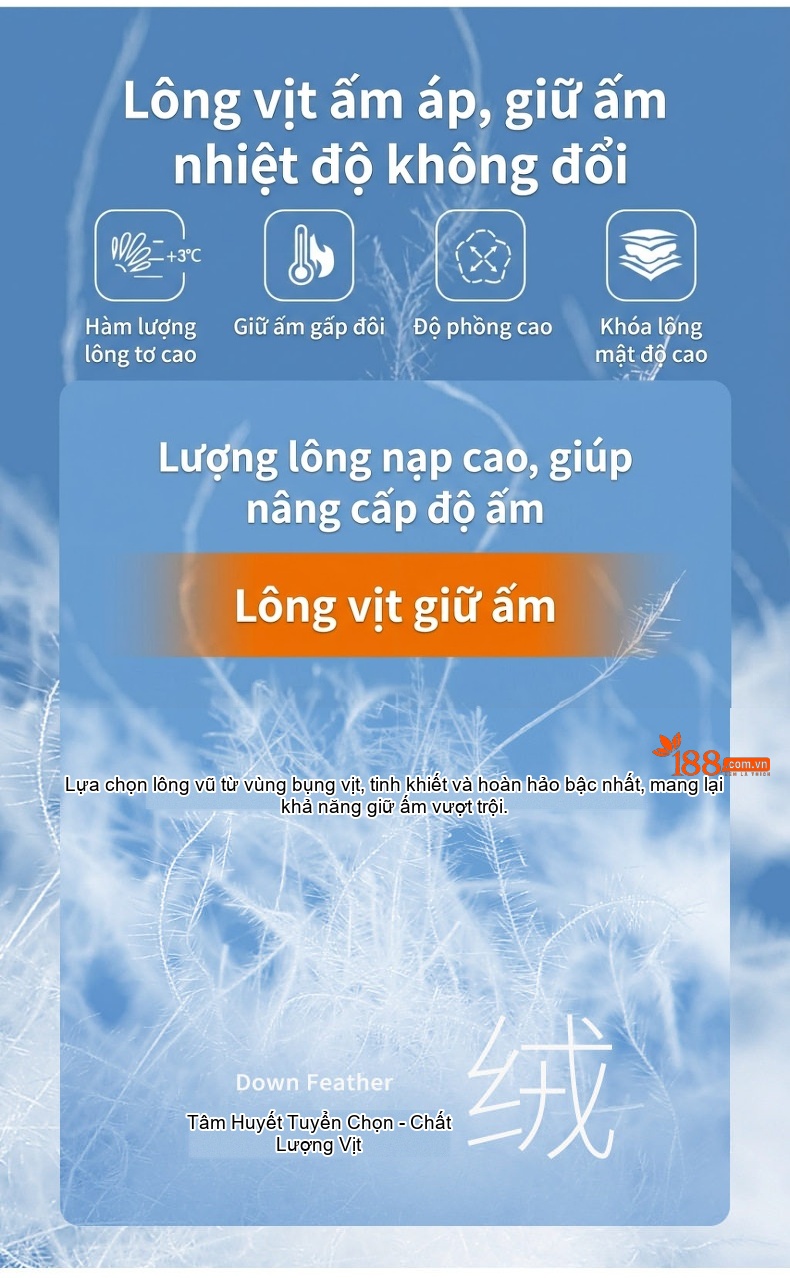 Áo Khoác Phao Nam Khuy Cài Thẳng Hàng Lông Vũ Trắng 90 Kiểu Dáng Công Sở Màu Xanh Navy chi tiết 5