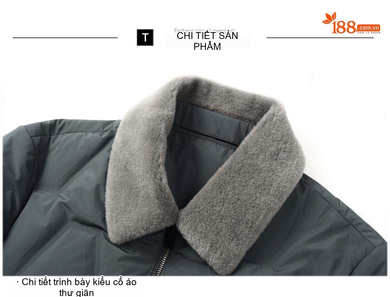 Áo Khoác Phao Nam Lông Vũ Cổ Lông Cừu Có Thể Tháo Rời Giữ Ấm Màu Đen, Nâu, Xám chi tiết 29