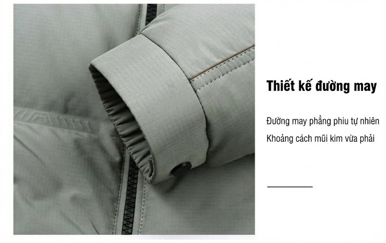 Áo Khoác Phao Nam Lông Vũ Dày Dặn Cổ Trụ Giữ Ấm Màu Xám, Đen chi tiết 9