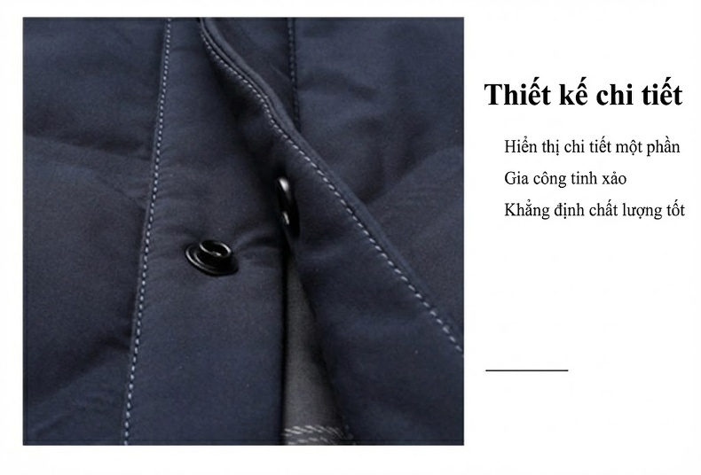 Áo Khoác Phao Nam Lông Vũ Mỏng Nhẹ Cổ Bẻ Màu Xám, Xanh Navy, Đen chi tiết 8