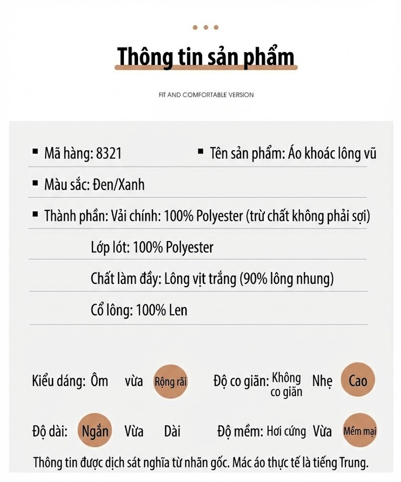 Áo Khoác Phao Nam Lót Lông Cừu Cổ Bẻ Chống Gió Giữ Ấm Chống Thấm Nước Màu Đen chi tiết 14