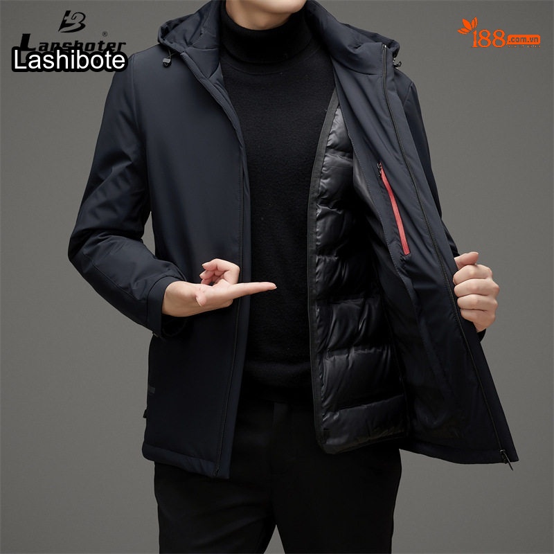 Áo Khoác Phao Nam Lót Lông Vũ Tháo Rời Giữ Ấm Nhiều Lớp
