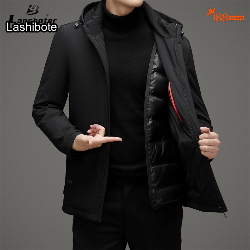 Áo Khoác Phao Nam Lót Lông Vũ Tháo Rời Giữ Ấm Nhiều Lớp