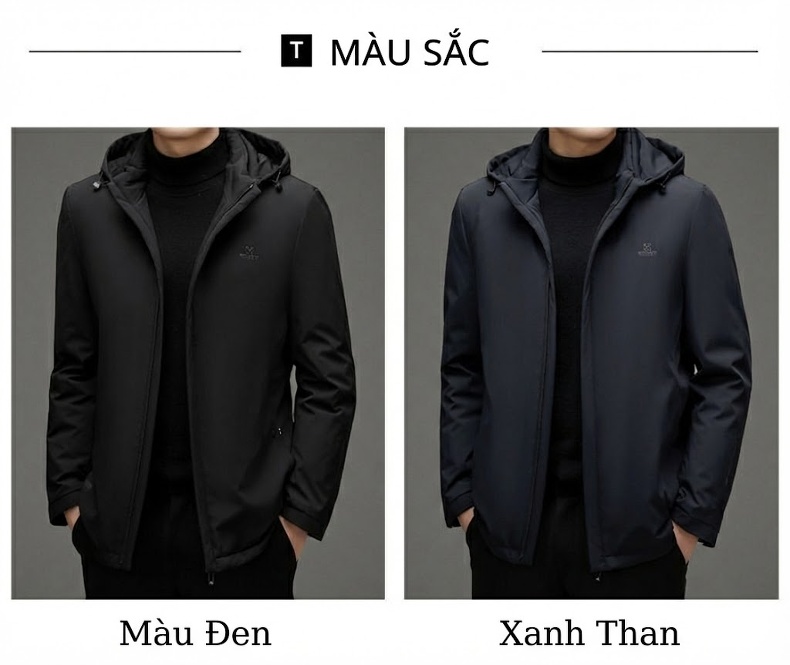 Áo Khoác Phao Nam Lót Lông Vũ Tháo Rời Giữ Ấm Nhiều Lớp chi tiết 11