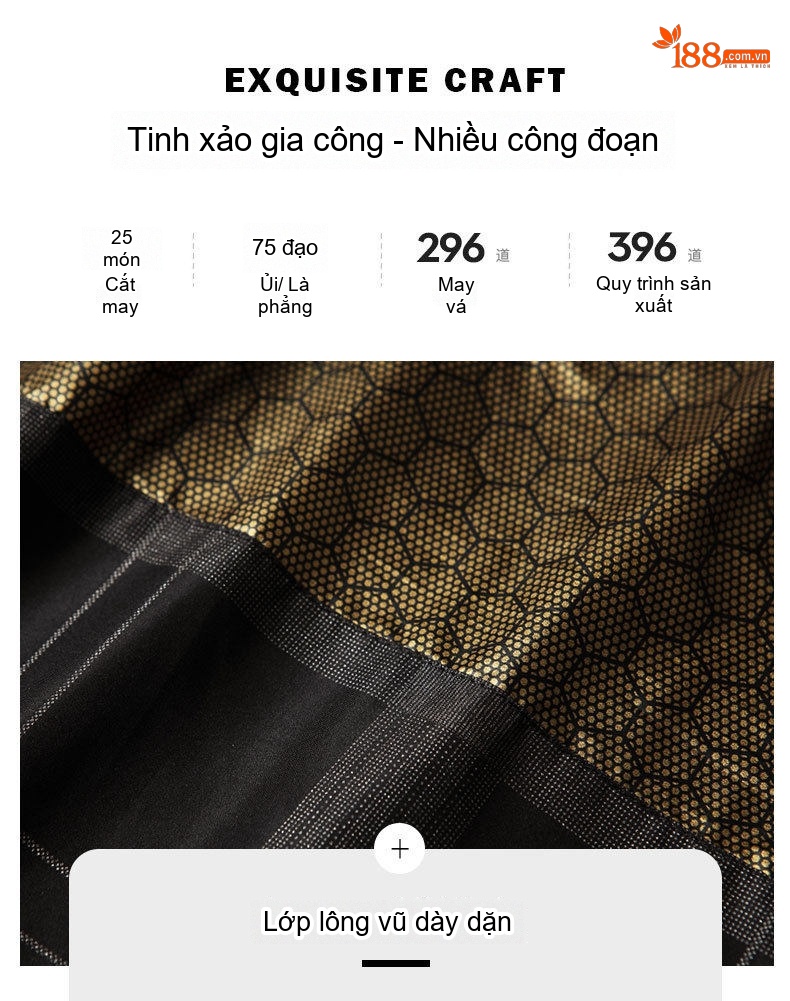 Áo Khoác Phao Nam Lót Lông Vũ Trắng Mỏng Nhẹ Giữ Ấm Kiểu Sơ Mi Màu Kem, Xám, Đen chi tiết 9