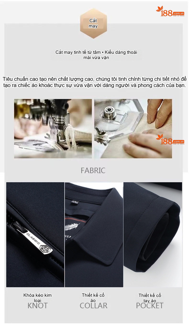Áo Khoác Phao Nam Mỏng Nhẹ Cổ Bẻ Lót Lông Vũ Dày Dặn Có Thể Tháo Rời Màu Đen, Xám chi tiết 3