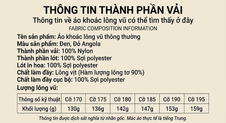 Áo Khoác Phao Nam Mũ Trùm Đầu Lông Vịt Trắng 90% Giữ Ấm Chống Gió chi tiết 12