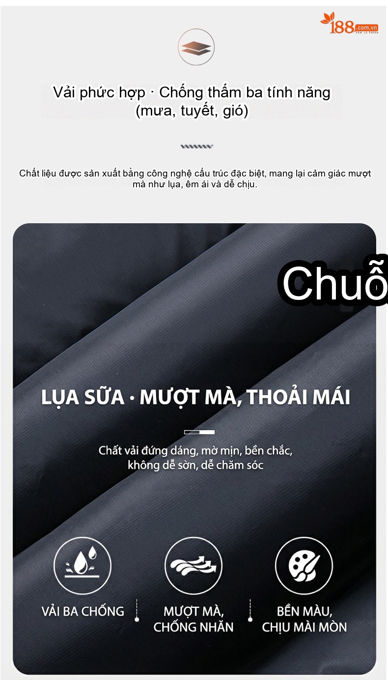 Áo Khoác Phao Nam Mũ Trùm Đầu Lông Vịt Trắng 90% Giữ Ấm Chống Gió chi tiết 4