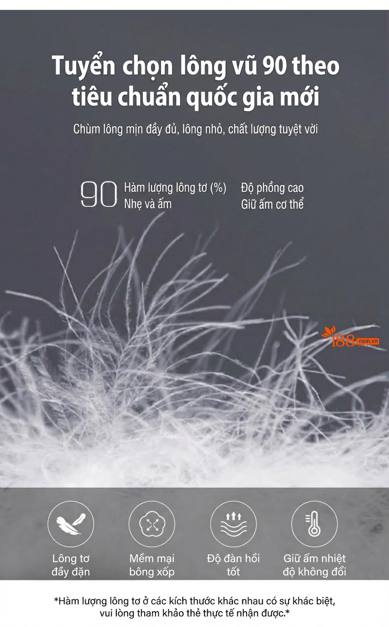 Áo Khoác Phao Nam Nữ 90% Lông Nhung Vịt Trắng Dáng Rộng Cổ Đứng Màu Xanh, Trắng, Đen chi tiết 3