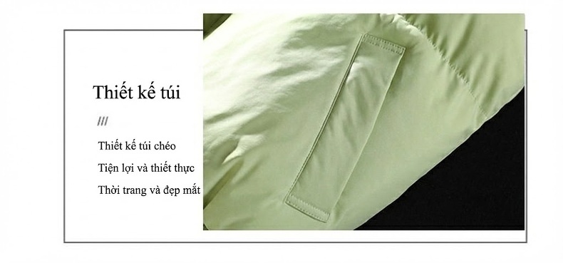 Áo Khoác Phao Nam Nữ Cotton Dáng Rộng Cổ Đứng Dày Dặn Màu Kem, Đen, Nâu, Xám... chi tiết 24