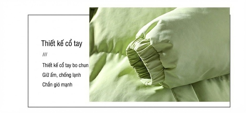 Áo Khoác Phao Nam Nữ Cotton Dáng Rộng Cổ Đứng Dày Dặn Màu Kem, Đen, Nâu, Xám... chi tiết 26
