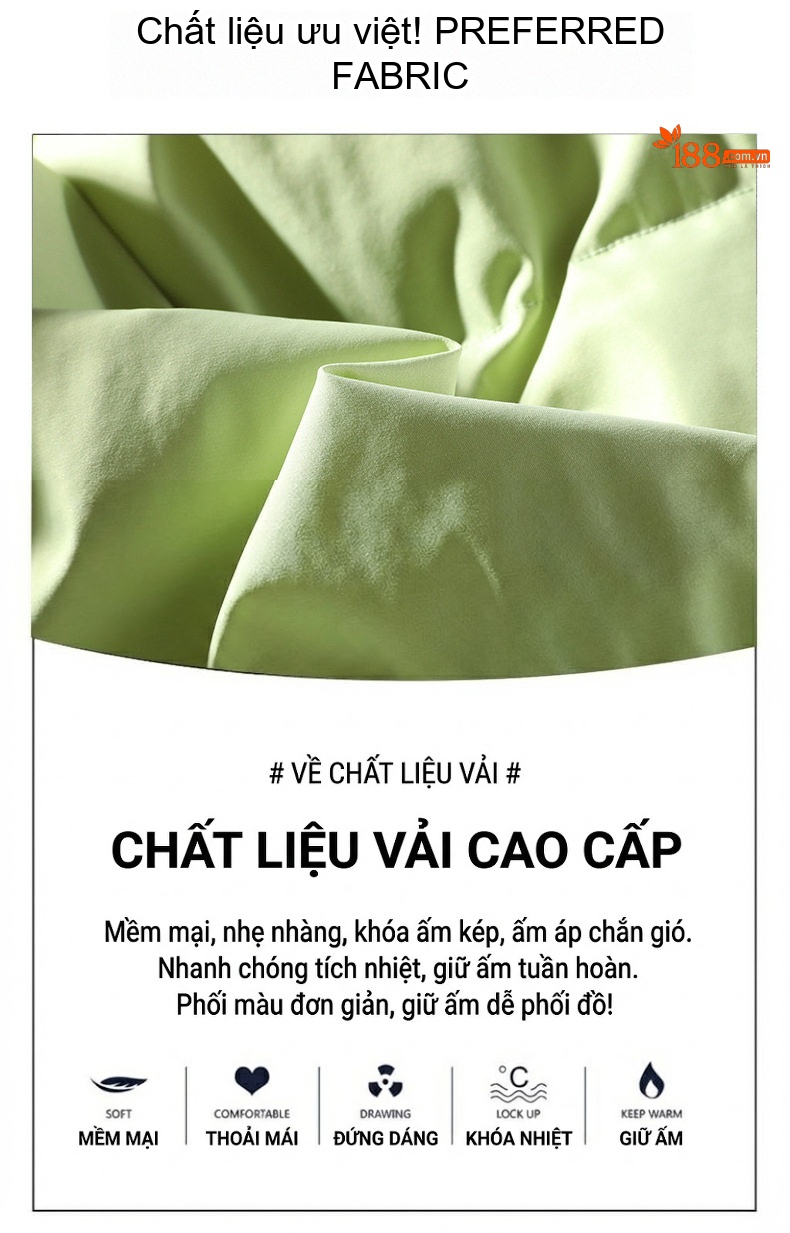 Áo Khoác Phao Nam Nữ Cotton Dáng Rộng Cổ Đứng Dày Dặn Màu Kem, Đen, Nâu, Xám... chi tiết 6