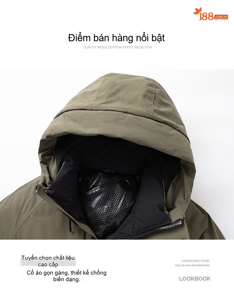 Áo Khoác Phao Nam Nữ Lông Vũ Dày Dặn Có Mũ Trùm Đầu Phong Cách Hàn Quốc Màu Xanh Lá Cây, Đen, Cam, Trắng... chi tiết 9