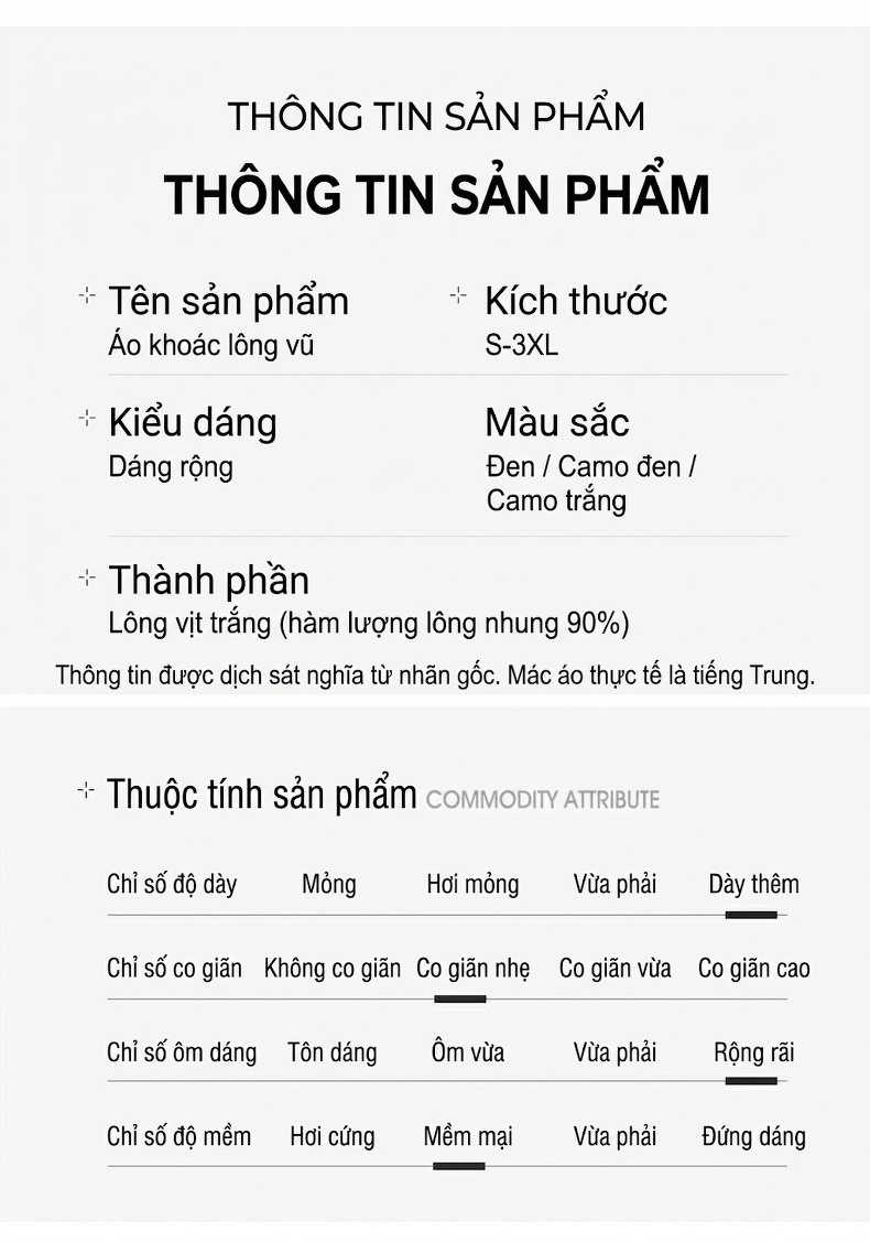 Áo Khoác Phao Nam Nữ Lông Vũ Trắng 90% Dáng Rộng Bo Chun Cổ Đứng Phối Màu Đen, Trắng Vân Đá, Xám chi tiết 6