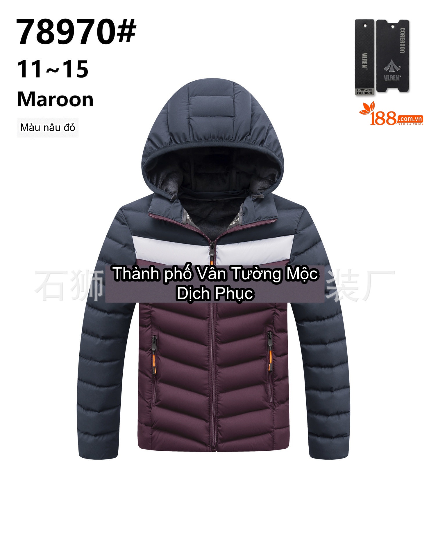Áo Khoác Phao Nam Nữ Trẻ Em Có Mũ Trùm Đầu Lót Lông Dày Dặn Màu Đen, Vàng, Đỏ Nâu, Tím