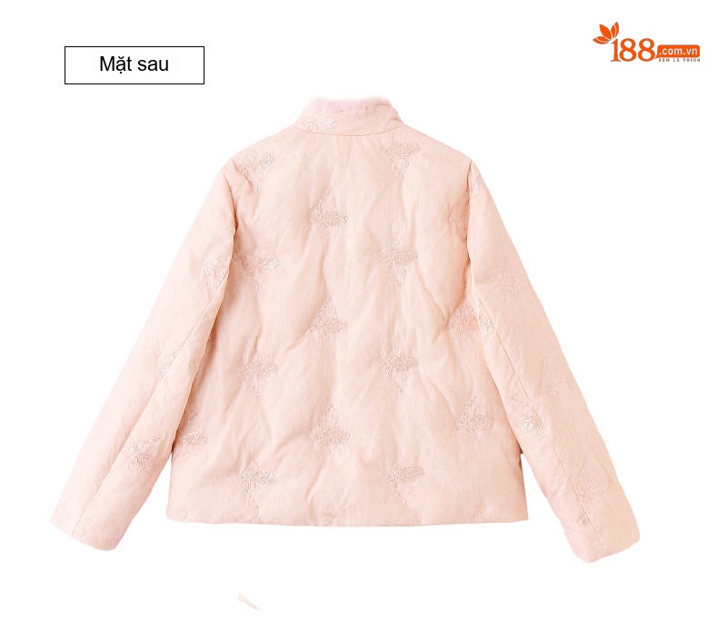 Áo Khoác Phao Nữ Bạch Áp Nhung Quốc Phong Cổ Điển Viền Lông Cáo Cao Cấp Màu Trắng, Hồng chi tiết 35