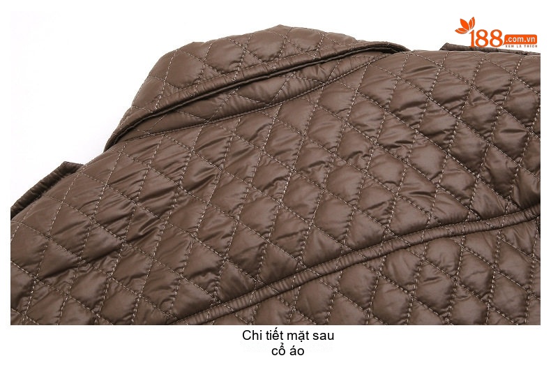 Áo Khoác Phao Nữ Cotton Trám Ô Cổ Bẻ Thiết Kế Nhỏ Nhắn Màu Đen, Nâu chi tiết 32