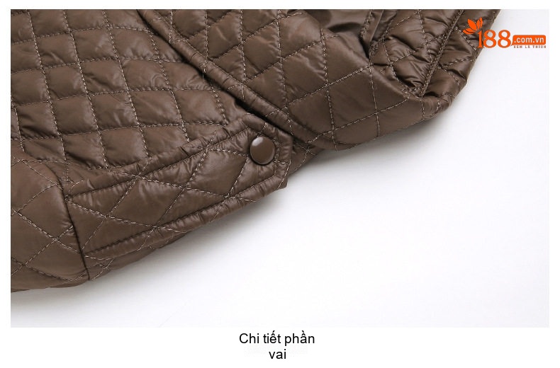 Áo Khoác Phao Nữ Cotton Trám Ô Cổ Bẻ Thiết Kế Nhỏ Nhắn Màu Đen, Nâu chi tiết 33