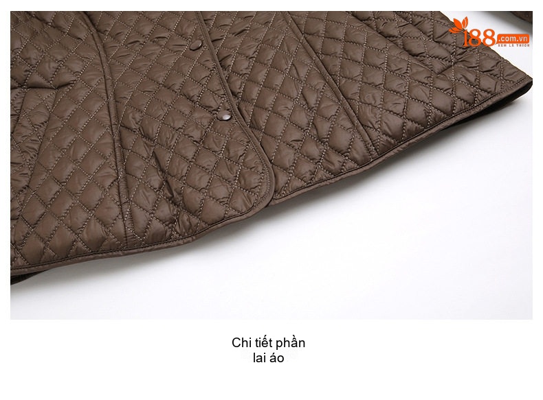 Áo Khoác Phao Nữ Cotton Trám Ô Cổ Bẻ Thiết Kế Nhỏ Nhắn Màu Đen, Nâu chi tiết 37