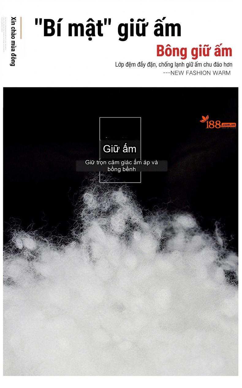 Áo Khoác Phao Nữ Cotton Trám Ô Cổ Bẻ Thiết Kế Nhỏ Nhắn Màu Đen, Nâu chi tiết 5