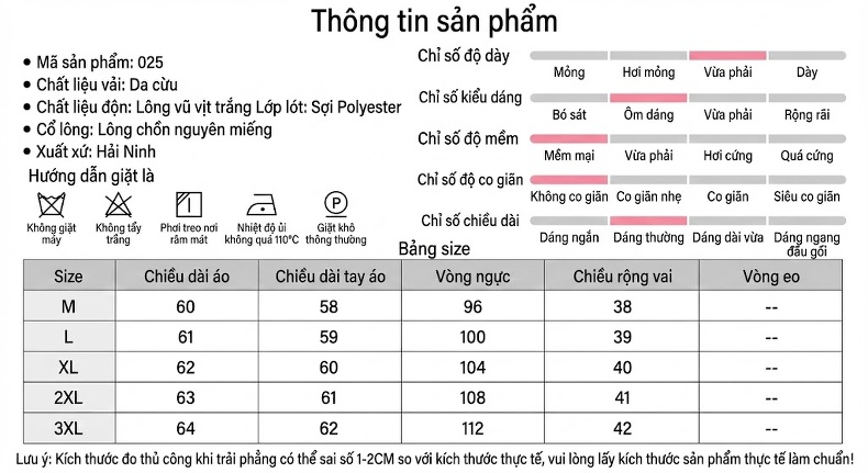 Áo Khoác Phao Nữ Da Cừu Dáng Ngắn Cổ Lông Chồn Dày Dặn Màu Đen chi tiết 2