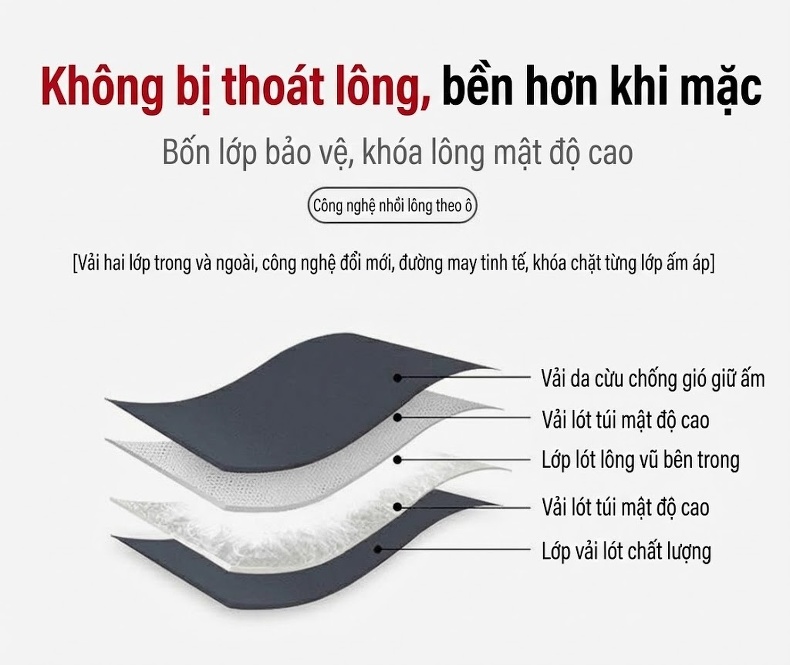 Áo Khoác Phao Nữ Da Cừu Thật Dáng Dài Có Mũ Lót Lông Chồn Màu Đen chi tiết 5