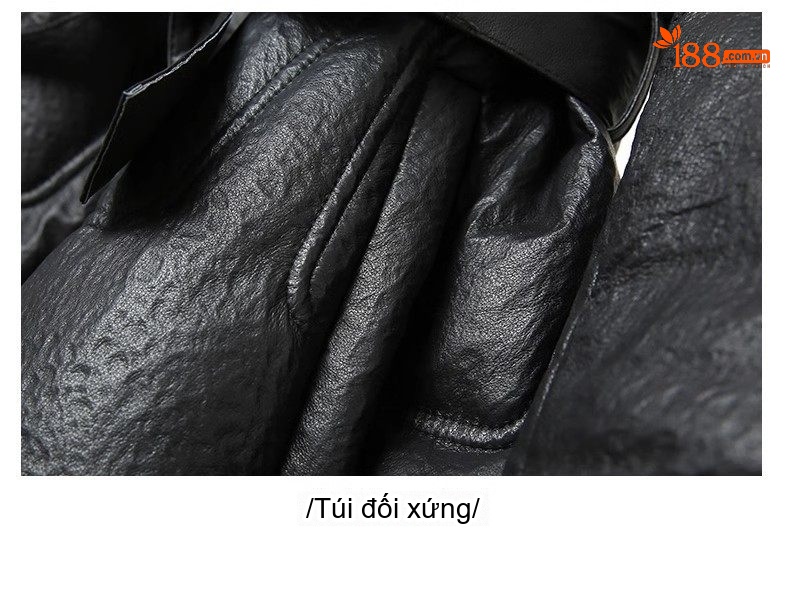 Áo Khoác Phao Nữ Da Cừu Thật Dáng Dài Vừa Cổ Lông Cáo Màu Đen chi tiết 10