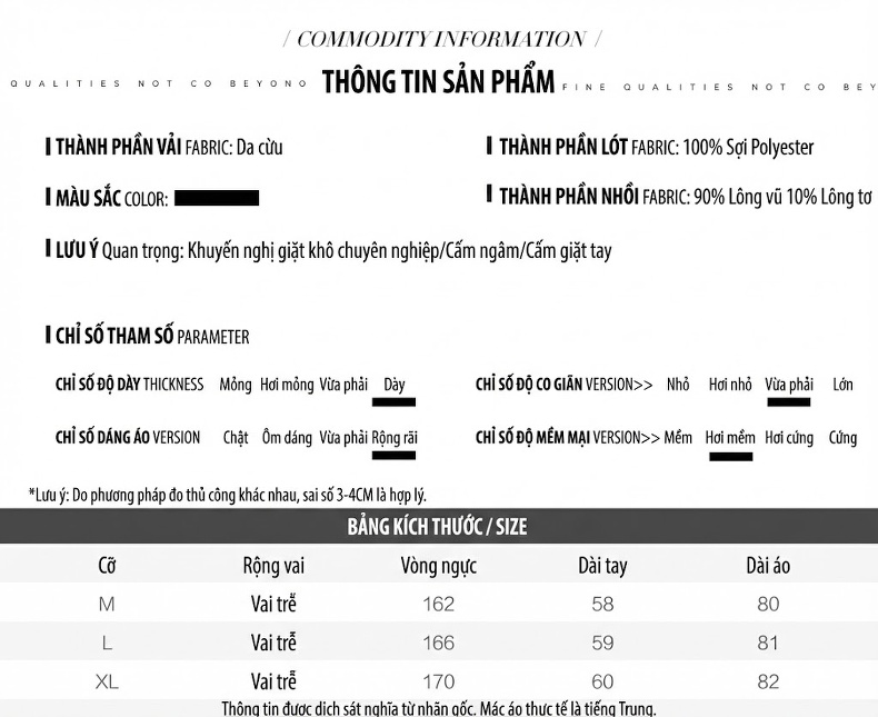 Áo Khoác Phao Nữ Da Cừu Thật Dáng Rộng Phong Cách Hàn Quốc Màu Đen chi tiết 4