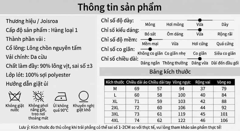 Áo Khoác Phao Nữ Da Thật Dáng Dài Vừa Cổ Lông Chồn Màu Đen, Nâu, Xanh chi tiết 2