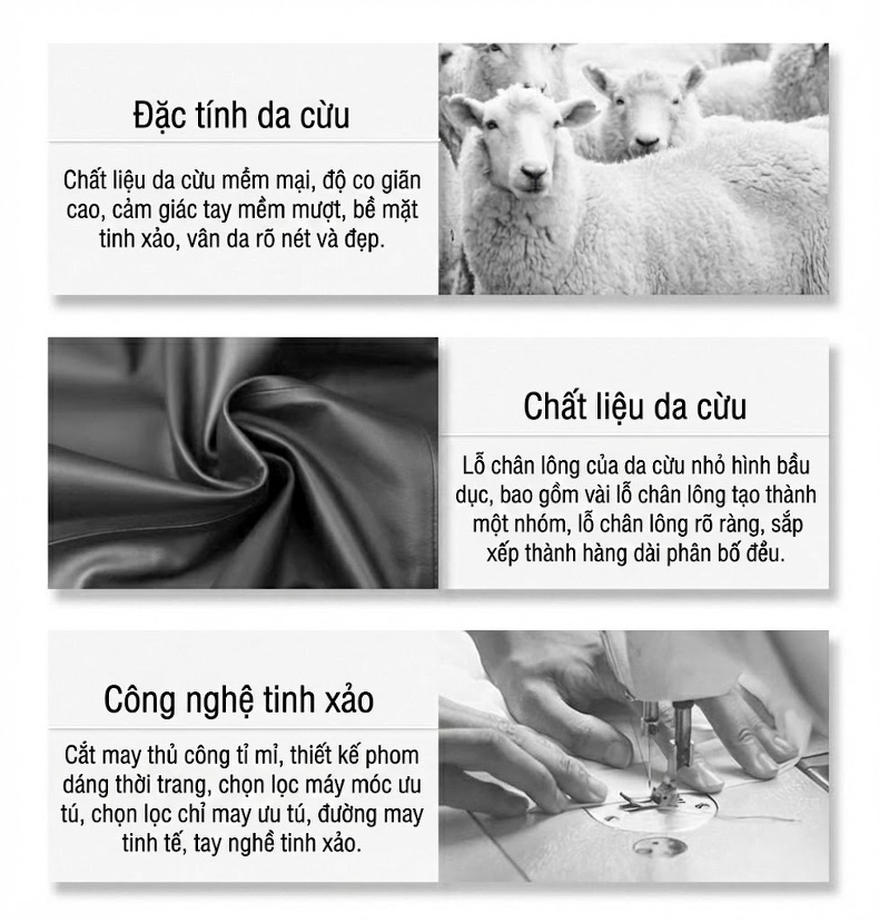 Áo Khoác Phao Nữ Da Thật Dáng Dài Vừa Lông Vũ Cổ Lông Cáo Da Cừu Màu Đen chi tiết 2