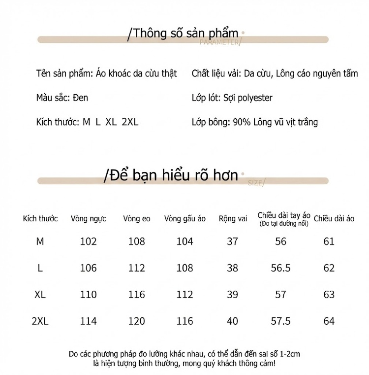 Áo Khoác Phao Nữ Da Thật Lông Cổ Lông Cáo Da Cừu Thời Trang Màu Trắng, Đen chi tiết 2
