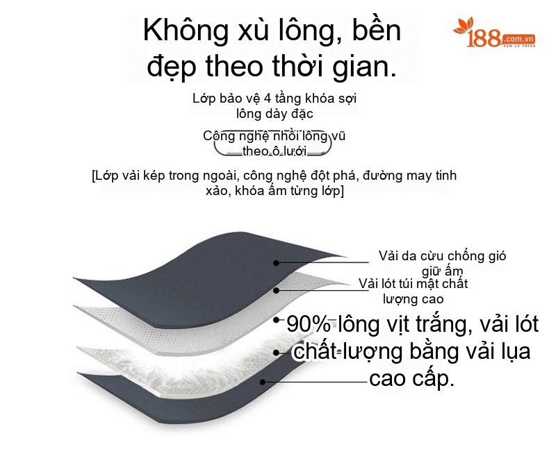Áo Khoác Phao Nữ Dáng Dài Da Cừu Có Mũ Trùm Đầu Màu Đen chi tiết 6