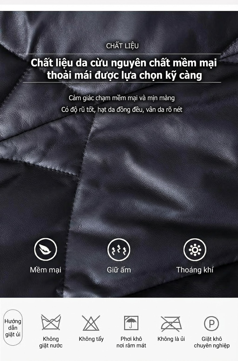 Áo Khoác Phao Nữ Dáng Dài Da Thật Cổ Lông Thú Kiểu Dáng Ôm Eo Màu Đen chi tiết 5
