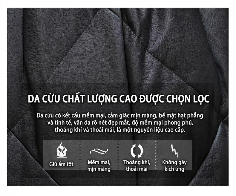 Áo Khoác Phao Nữ Dáng Dài Da Thật Da Cừu Có Mũ Trùm Đầu Màu Đen chi tiết 4