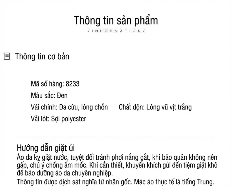 Áo Khoác Phao Nữ Dáng Dài Da Thật Da Cừu Có Mũ Trùm Đầu Màu Đen chi tiết 7