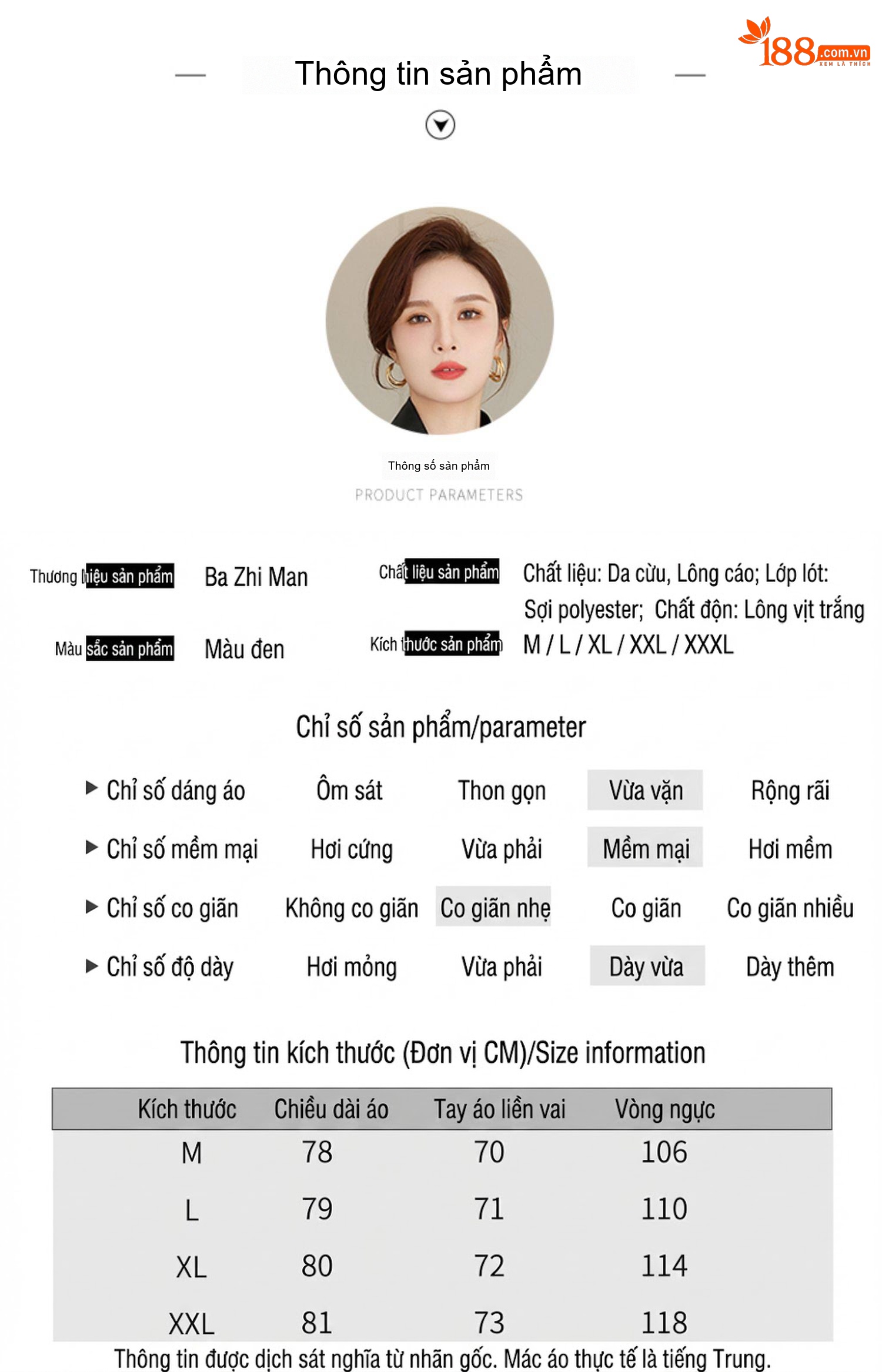 Áo Khoác Phao Nữ Dáng Dài Da Thật Lớp Đầu Da Cừu Cổ Lông Cáo Màu Đen chi tiết 2