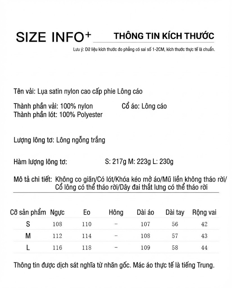 Áo Khoác Phao Nữ Dáng Dài Qua Gối Lông Nhung Trắng Cổ Lông Màu Đen, Trắng, Nâu chi tiết 9