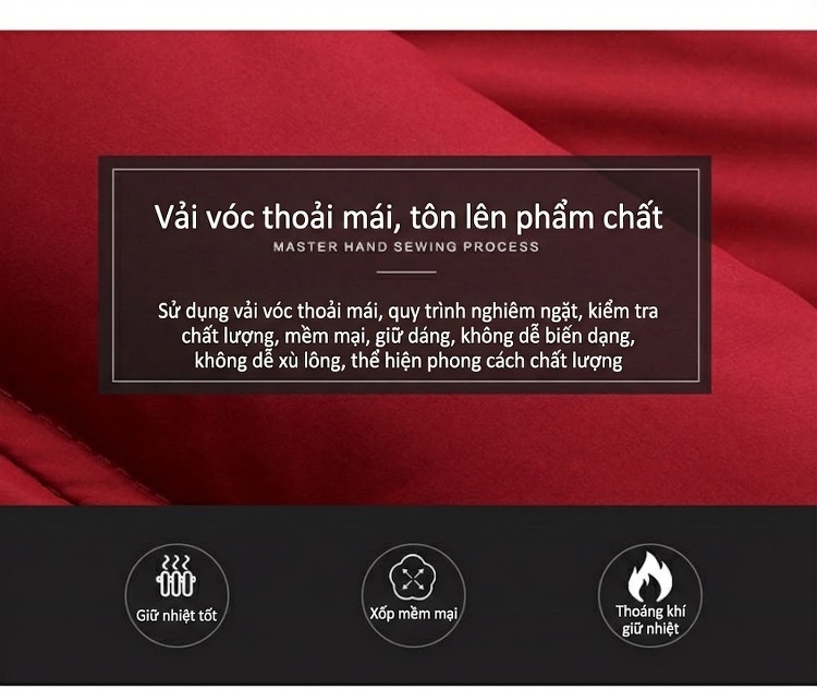 Áo Khoác Phao Nữ Dáng Dài Vải Dày Dặn Ấm Áp Màu Đỏ, Trắng, Đen, Nâu... chi tiết 8