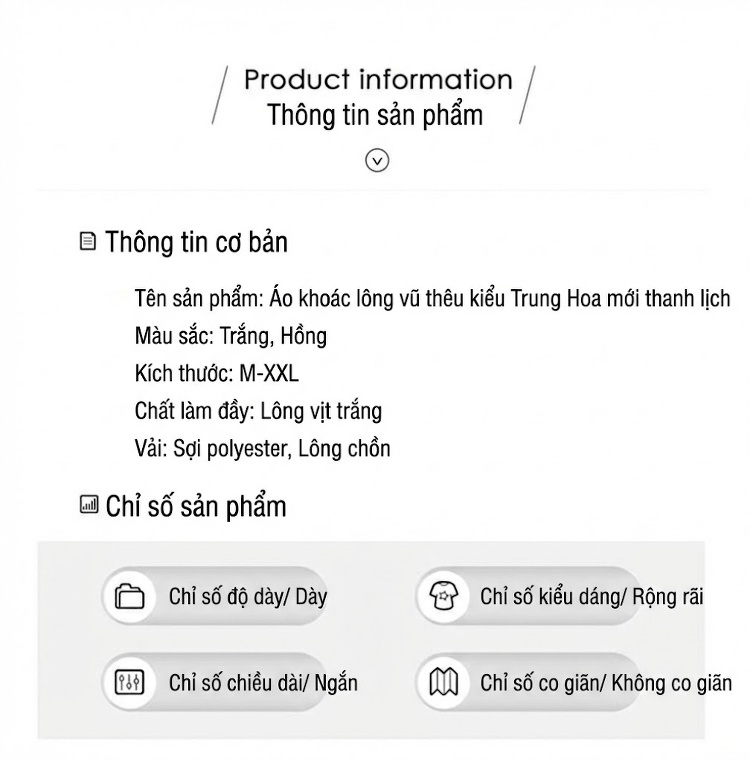 Áo Khoác Phao Nữ Dáng Ngắn Nhẹ Kiểu Trung Quốc Cổ Điển Màu Trắng, Hồng chi tiết 1