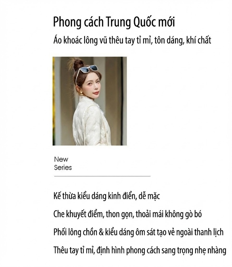 Áo Khoác Phao Nữ Dáng Ngắn Nhẹ Kiểu Trung Quốc Cổ Điển Màu Trắng, Hồng chi tiết 4
