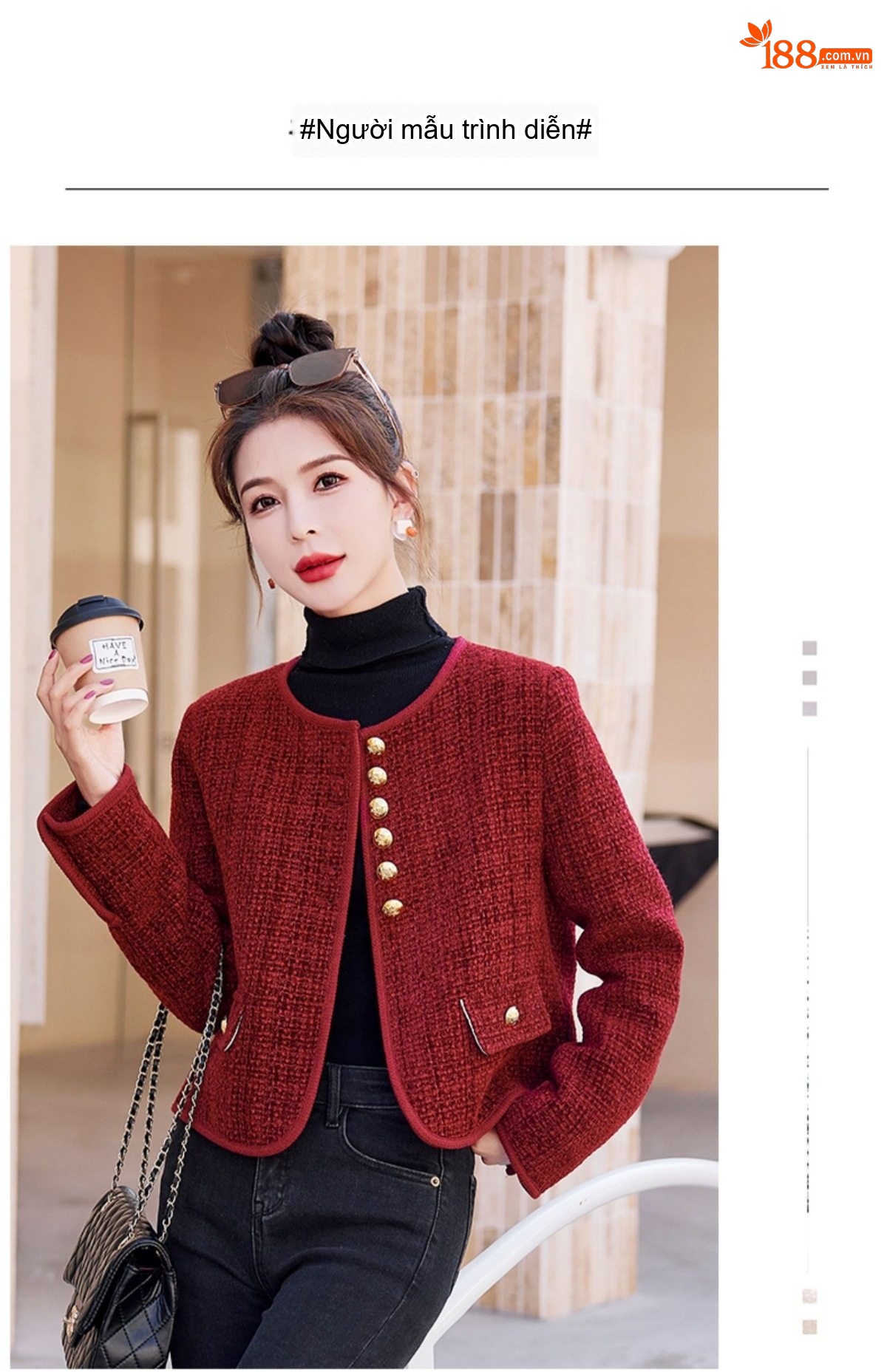 Áo Khoác Phao Nữ Dáng Ngắn Phong Cách Tiểu Thư Chất Liệu Lông Nỉ Cao Cấp Màu Đỏ, Đen chi tiết 17