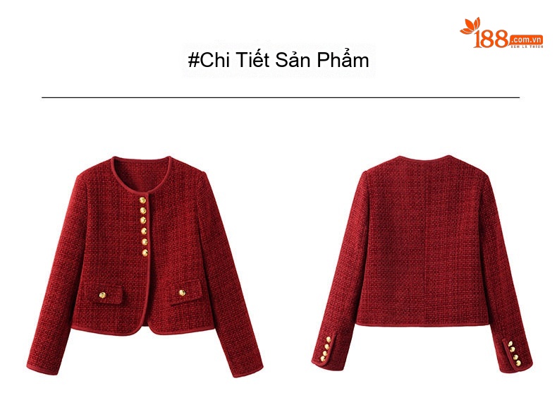 Áo Khoác Phao Nữ Dáng Ngắn Phong Cách Tiểu Thư Chất Liệu Lông Nỉ Cao Cấp Màu Đỏ, Đen chi tiết 27