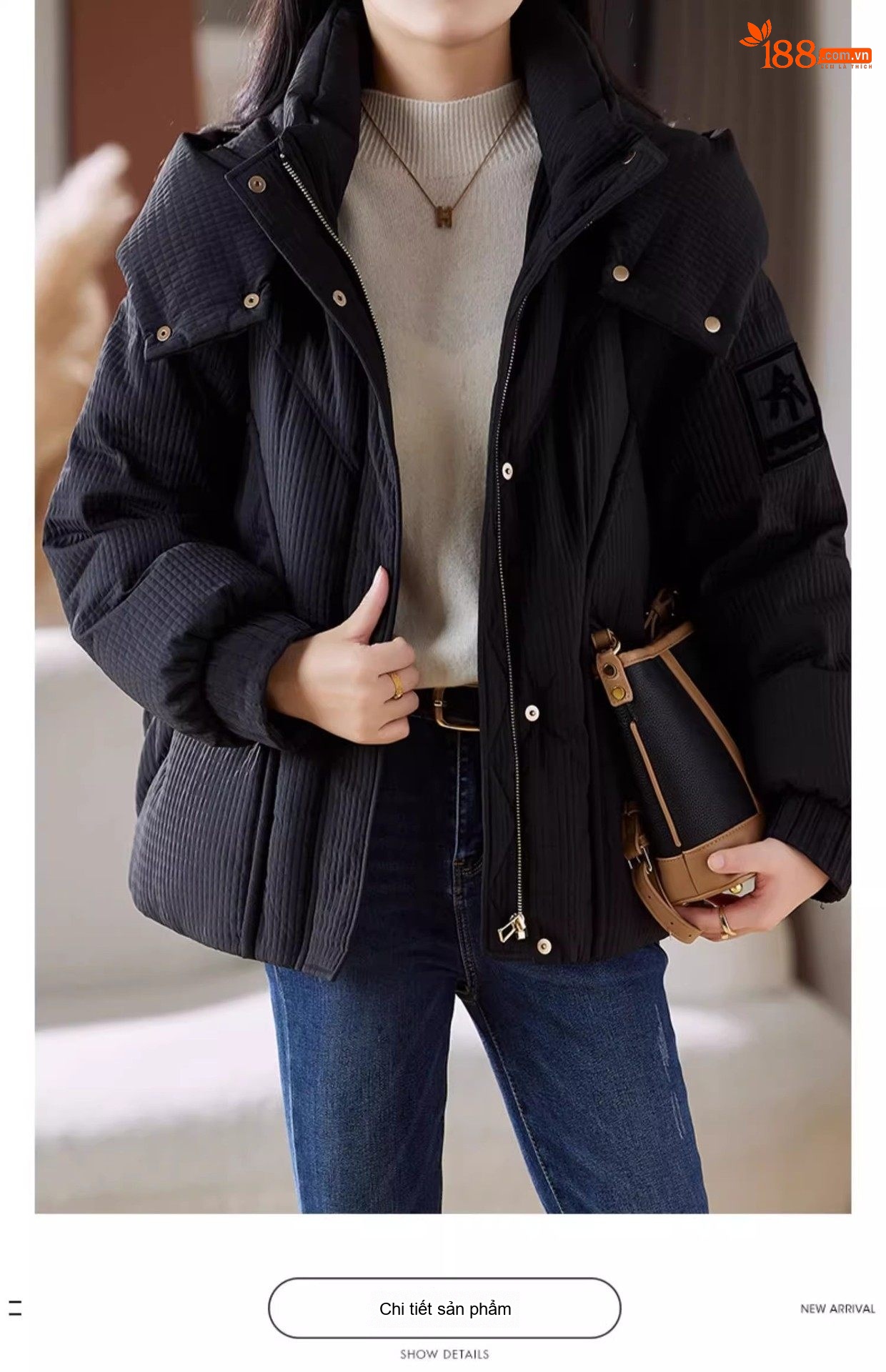 Áo Khoác Phao Nữ Dáng Ngắn Phong Cách Ulzzang Thời Trang Màu Nâu, Trắng, Đen, Đỏ Rượu chi tiết 33